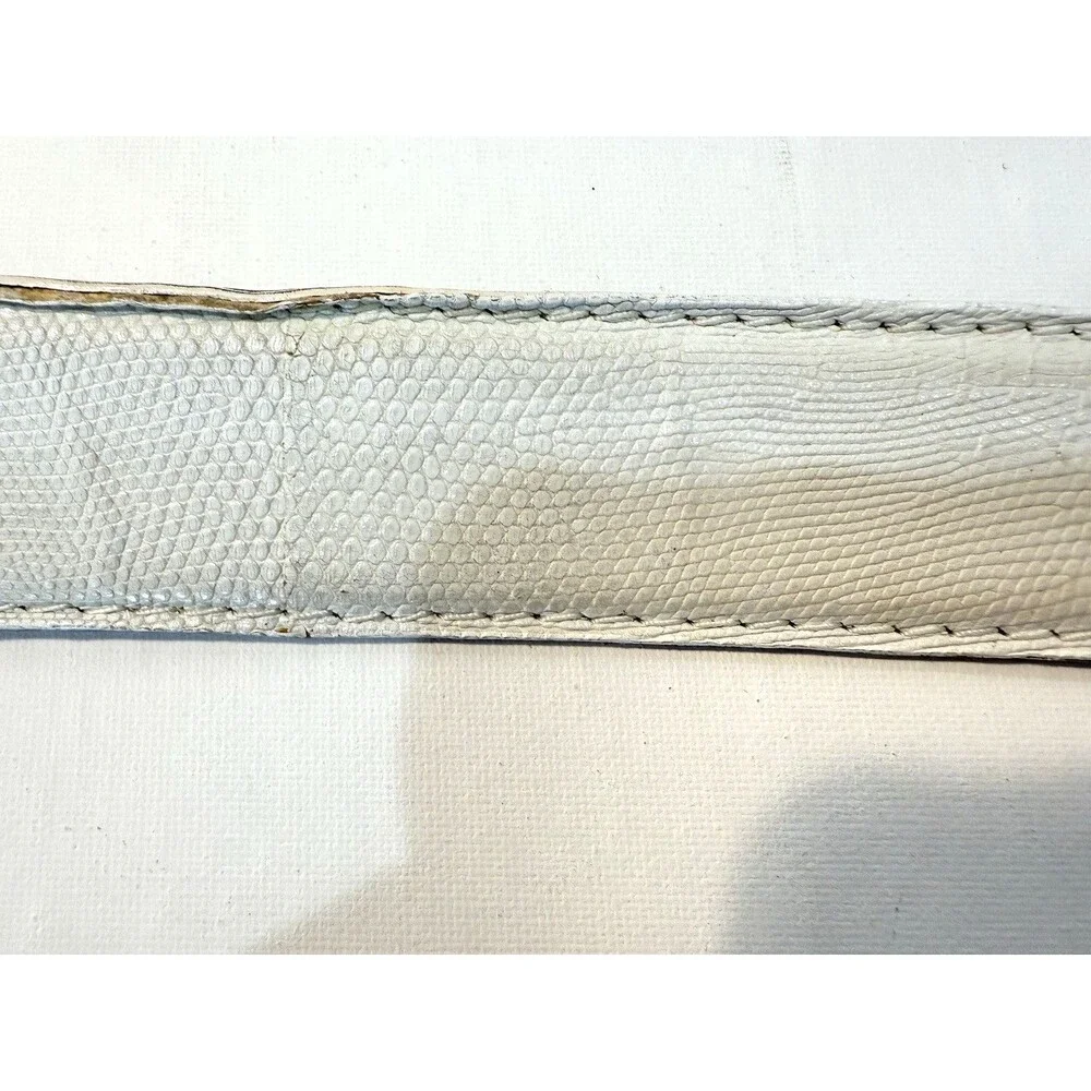 L.E.N Lifestyle White Genuine LIZARD Leather Sz 45 BELT Handcrafted USA Italy
